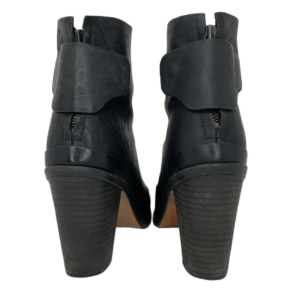 Rag & Bone Boots Women's 8.5 Black Leather Heeled Ankle Bootie Zip Round Toe - Picture 10 of 15